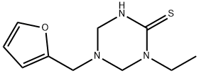 1,3,5-Triazine-2(1H)-thione,1-ethyl-5-(2-furanylmethyl)tetrahydro-(9CI) Struktur