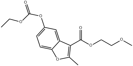 3-Benzofurancarboxylicacid,5-[(ethoxycarbonyl)oxy]-2-methyl-,2-methoxyethylester(9CI) Struktur