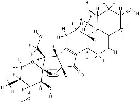 (25S)-1β,3β,21,23α,24β-Pentahydroxy-15-oxo-18-norspirosta-5(6),13(14)-diene Struktur