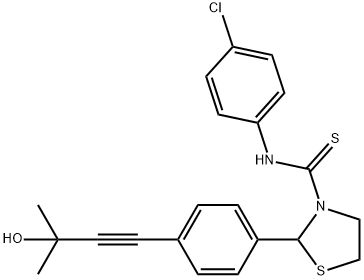 3-Thiazolidinecarbothioamide,N-(4-chlorophenyl)-2-[4-(3-hydroxy-3-methyl-1-butynyl)phenyl]-(9CI) Struktur