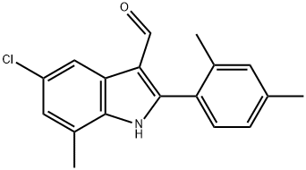 1H-Indole-3-carboxaldehyde,5-chloro-2-(2,4-dimethylphenyl)-7-methyl-(9CI) Struktur