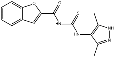 2-Benzofurancarboxamide,N-[[(3,5-dimethyl-1H-pyrazol-4-yl)amino]thioxomethyl]-(9CI) Struktur