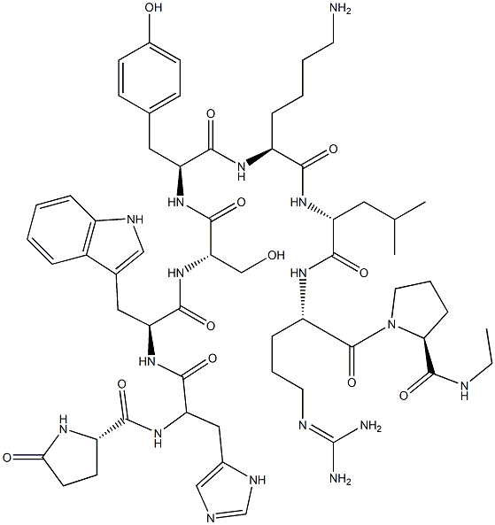 LHRH, lysyl(6)-N-ethylprolinamide(9)-des-glycinamide(10)- Struktur