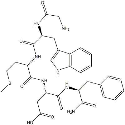 (3S)-3-[[(2S)-2-[[(2S)-2-[(2-aminoacetyl)amino]-3-(1H-indol-3-yl)propa noyl]amino]-4-methylsulfanyl-butanoyl]amino]-3-[[(1S)-1-carbamoyl-2-ph enyl-ethyl]carbamoyl]propanoic acid Struktur