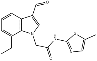 1H-Indole-1-acetamide,7-ethyl-3-formyl-N-(5-methyl-2-thiazolyl)-(9CI) Struktur