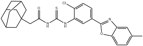 Tricyclo[3.3.1.13,7]decane-1-acetamide, N-[[[2-chloro-5-(5-methyl-2-benzoxazolyl)phenyl]amino]thioxomethyl]- (9CI) Struktur