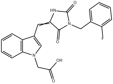 1H-Indole-1-aceticacid,3-[[1-[(2-fluorophenyl)methyl]-2,5-dioxo-4-imidazolidinylidene]methyl]-(9CI) Struktur