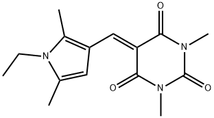 2,4,6(1H,3H,5H)-Pyrimidinetrione,5-[(1-ethyl-2,5-dimethyl-1H-pyrrol-3-yl)methylene]-1,3-dimethyl-(9CI) Struktur