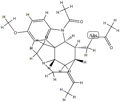 (19E)-1-Acetyl-19,20-didehydro-10-methoxycuran-17-ol acetate Struktur