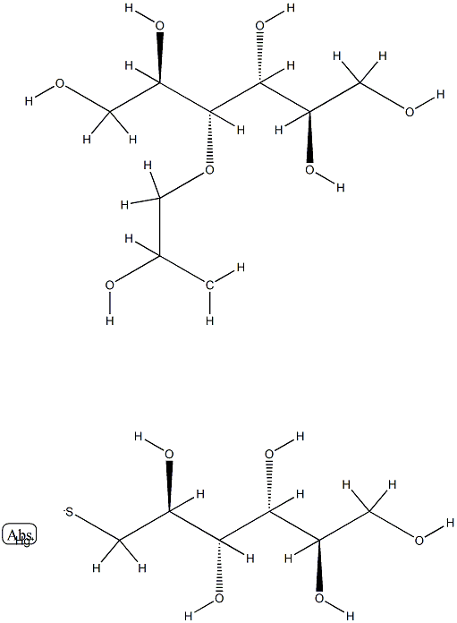 3-O-[2-Hydroxy-3-[[(1-deoxy-D-mannitol-1-yl)thio]mercurio(II)]propyl]-D-mannitol Struktur