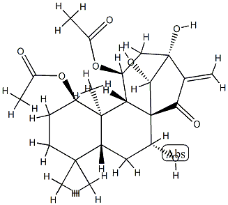 (14S)-1β,11β-Diacetoxy-7α,13,14-trihydroxykaur-16-en-15-one Struktur