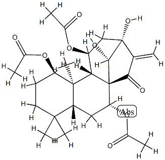 (14S)-1β,7α,11β-Triacetoxy-13,14-dihydroxykaur-16-en-15-one Struktur