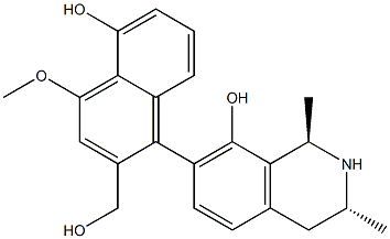 (1R)-1,2,3,4-Tetrahydro-1β,3α-dimethyl-7-(2,5-dihydroxy-4-methoxy-1-naphtyl)isoquinolin-8-ol Struktur