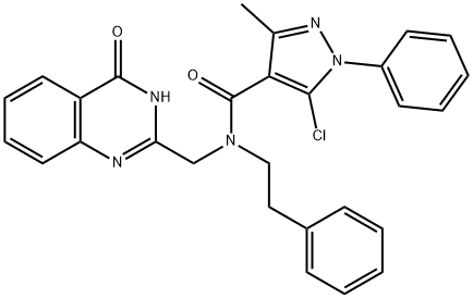 1H-Pyrazole-4-carboxamide,5-chloro-N-[(1,4-dihydro-4-oxo-2-quinazolinyl)methyl]-3-methyl-1-phenyl-N-(2-phenylethyl)-(9CI) Struktur