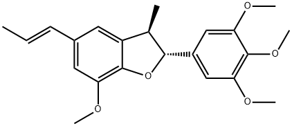 (2R)-2,3-Dihydro-7-methoxy-3α-methyl-5-[(E)-1-propenyl]-2β-(3,4,5-trimethoxyphenyl)benzofuran Struktur