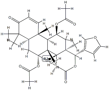 (13α,14β,15β,17aα)-7α,11β-Di(acetyloxy)-14,15:21,23-diepoxy-4,4,8-trimethyl-D-homo-24-nor-17-oxa-5α-chola-1,20,22-triene-3,16-dione Struktur