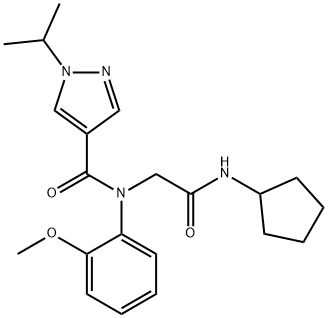 1H-Pyrazole-4-carboxamide,N-[2-(cyclopentylamino)-2-oxoethyl]-N-(2-methoxyphenyl)-1-(1-methylethyl)-(9CI) Struktur