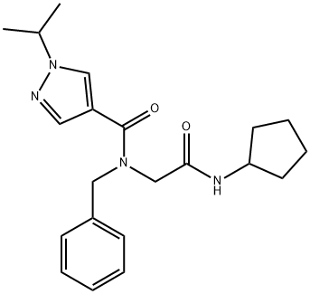 1H-Pyrazole-4-carboxamide,N-[2-(cyclopentylamino)-2-oxoethyl]-1-(1-methylethyl)-N-(phenylmethyl)-(9CI) Struktur