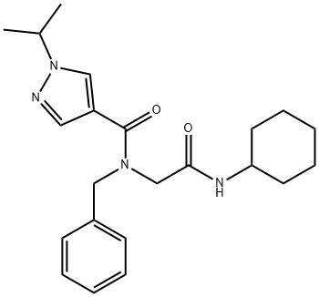 1H-Pyrazole-4-carboxamide,N-[2-(cyclohexylamino)-2-oxoethyl]-1-(1-methylethyl)-N-(phenylmethyl)-(9CI) Struktur