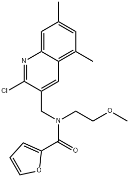 2-Furancarboxamide,N-[(2-chloro-5,7-dimethyl-3-quinolinyl)methyl]-N-(2-methoxyethyl)-(9CI) Struktur