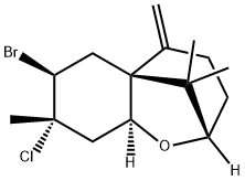 (2S)-2,3,4,5,7,8,9,9aβ-Octahydro-7α-bromo-8β-chloro-8,10,10-trimethyl-5-methylene-6H-2α,5aα-methano-1-benzoxepin Struktur