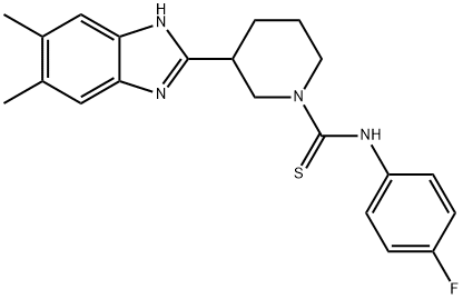 1-Piperidinecarbothioamide,3-(5,6-dimethyl-1H-benzimidazol-2-yl)-N-(4-fluorophenyl)-(9CI) Struktur