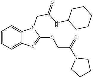 1H-Benzimidazole-1-acetamide,N-cyclohexyl-2-[[2-oxo-2-(1-pyrrolidinyl)ethyl]thio]-(9CI) Struktur