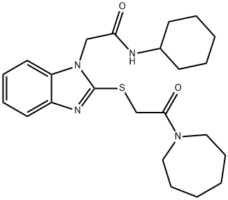 1H-Benzimidazole-1-acetamide,N-cyclohexyl-2-[[2-(hexahydro-1H-azepin-1-yl)-2-oxoethyl]thio]-(9CI) Struktur