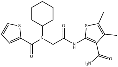 2-Thiophenecarboxamide,N-[2-[[3-(aminocarbonyl)-4,5-dimethyl-2-thienyl]amino]-2-oxoethyl]-N-cyclohexyl-(9CI) Struktur