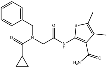 3-Thiophenecarboxamide,2-[[[(cyclopropylcarbonyl)(phenylmethyl)amino]acetyl]amino]-4,5-dimethyl-(9CI) Struktur