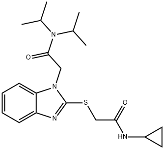 1H-Benzimidazole-1-acetamide,2-[[2-(cyclopropylamino)-2-oxoethyl]thio]-N,N-bis(1-methylethyl)-(9CI) Struktur