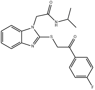 1H-Benzimidazole-1-acetamide,2-[[2-(4-fluorophenyl)-2-oxoethyl]thio]-N-(1-methylethyl)-(9CI) Struktur