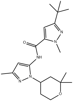 1H-Pyrazole-5-carboxamide,3-(1,1-dimethylethyl)-1-methyl-N-[3-methyl-1-(tetrahydro-2,2-dimethyl-2H-pyran-4-yl)-1H-pyrazol-5-yl]-(9CI) Struktur