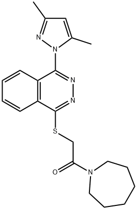 1H-Azepine,1-[[[4-(3,5-dimethyl-1H-pyrazol-1-yl)-1-phthalazinyl]thio]acetyl]hexahydro-(9CI) Struktur