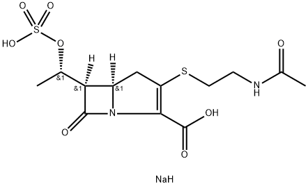 (5R)-3-[[2-(Acetylamino)ethyl]thio]-6α-[(S)-1-(sulfooxy)ethyl]-7-oxo-1-azabicyclo[3.2.0]hept-2-ene-2-carboxylic acid disodium salt Struktur