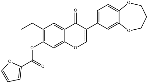 3-(3,4-dihydro-2H-1,5-benzodioxepin-7-yl)-6-ethyl-4-oxo-4H-chromen-7-yl 2-furoate Struktur