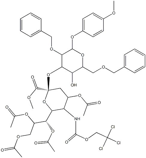 Neu5Troc[1Me,4789Ac]alpha(2-3)Gal[26Bn]-beta-MP Struktur