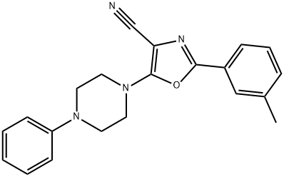 2-(3-methylphenyl)-5-(4-phenylpiperazin-1-yl)-1,3-oxazole-4-carbonitrile Struktur