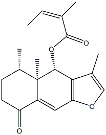 (Z)-2-Methyl-2-butenoic acid [(4S)-4,4a,5,6,7,8-hexahydro-3,4aβ,5β-trimethyl-8-oxonaphtho[2,3-b]furan-4β-yl] ester Struktur