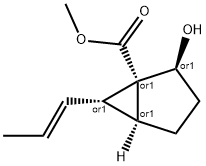 Bicyclo[3.1.0]hexane-1-carboxylic acid, 2-hydroxy-6-(1E)-1-propenyl-, methyl ester, (1R,2S,5S,6S)-rel- (9CI) Struktur