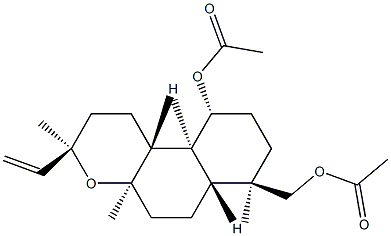 (13R)-8-Methyl-14-oxapimar-15-ene-1β,18-diol diacetate Struktur