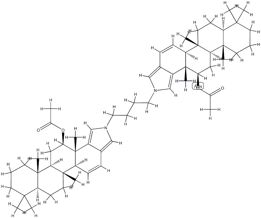 1',1'''-(1,4-Butanediyl)bis[4,4,8-trimethyl-1'H-D-homo-5α-androstano[17,17a-c]pyrrol-15-en-12β-ol acetate] Struktur