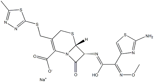 (7R)-3-[(5-Methyl-1,3,4-thiadiazole-2-yl)thiomethyl]-7β-[(Z)-(2-aminothiazole-4-yl)(methoxyimino)acetylamino]cepham-3-ene-4-carboxylic acid sodium salt Struktur