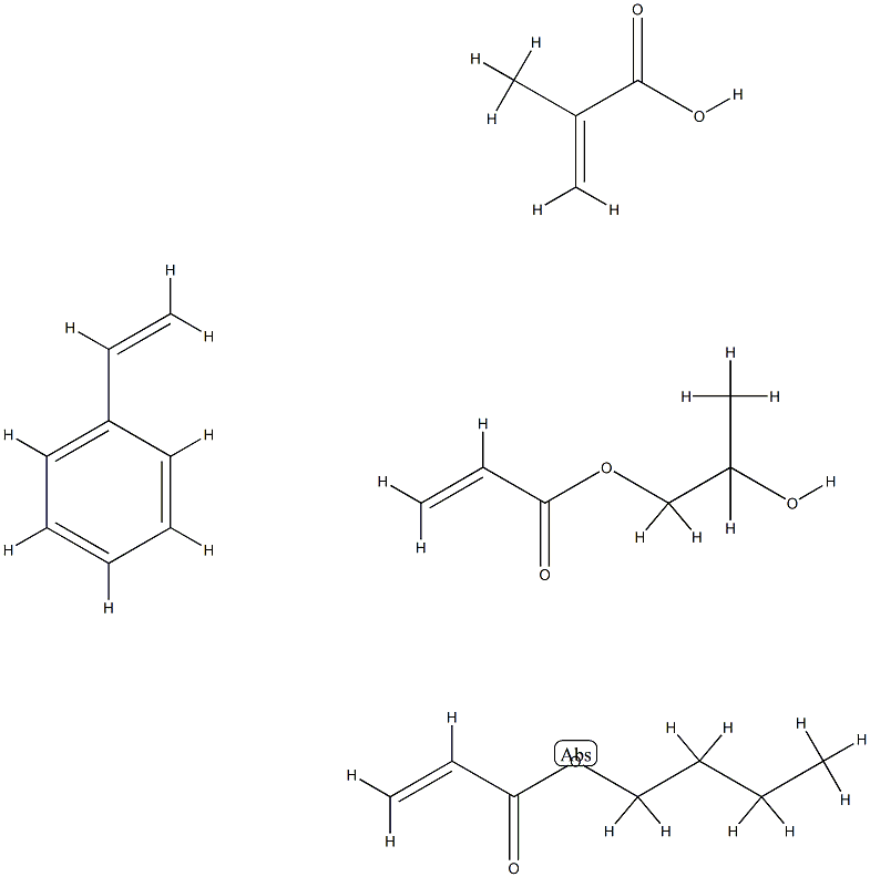 2-Propenoic acid, 2-methyl-, polymer with butyl 2-propenoate, ethenylbenzene and 1,2-propanediol mono-2-propenoate Struktur