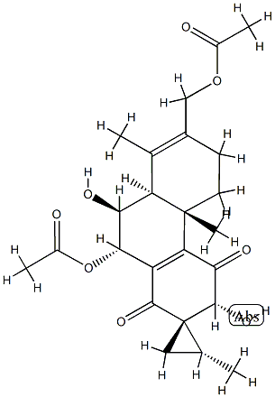 (1S,2S)-10'β-Acetoxy-7'-acetoxymethyl-4'b,5',6',8'aβ,9',10'-hexahydro-3'β,9'α-dihydroxy-2,4'bα,8'-trimethylspiro[cyclopropane-1,2'(1'H)-phenanthrene]-1',4'(3'H)-dione Struktur