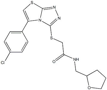 2-{[5-(4-chlorophenyl)[1,3]thiazolo[2,3-c][1,2,4]triazol-3-yl]sulfanyl}-N-(tetrahydro-2-furanylmethyl)acetamide Struktur