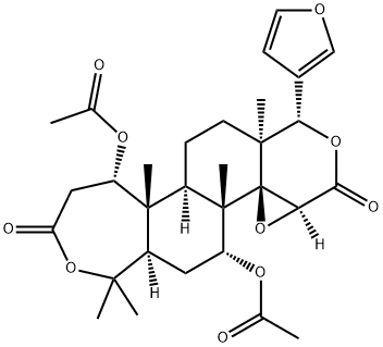 1α,7α-Diacetoxy-7-deoxo-1,2-dihydroobacunoic acid ε-lactone Struktur