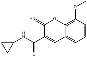 2H-1-Benzopyran-3-carboxamide,N-cyclopropyl-2-imino-8-methoxy-(9CI) Struktur