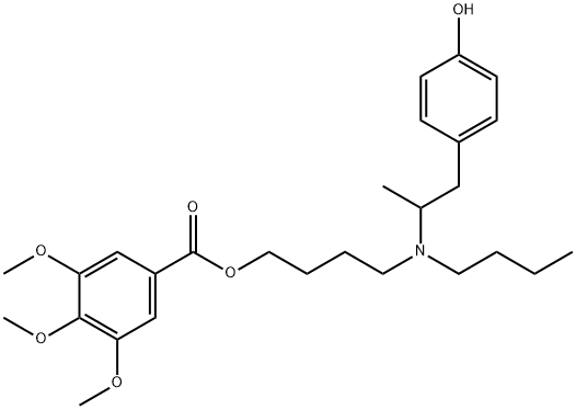 3,4,5-Trimethoxybenzoic acid 4-[N-butyl-N-(4-hydroxy-α-methylphenethyl)amino]butyl ester Struktur