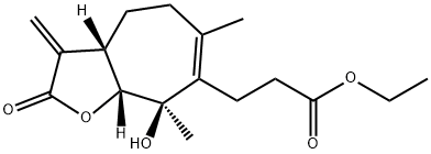 (3aS)-3,3aβ,4,5,8,8aβ-Hexahydro-8β-hydroxy-6,8-dimethyl-3-methylene-2-oxo-2H-cyclohepta[b]furan-7-propionic acid ethyl ester Struktur